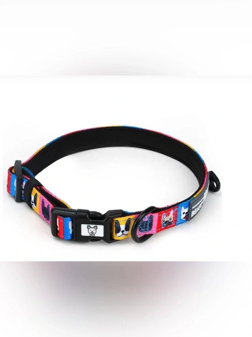 Beast & Buckle French Fam Dog Collar| Colorful Pet Collar with Cartoon Faces